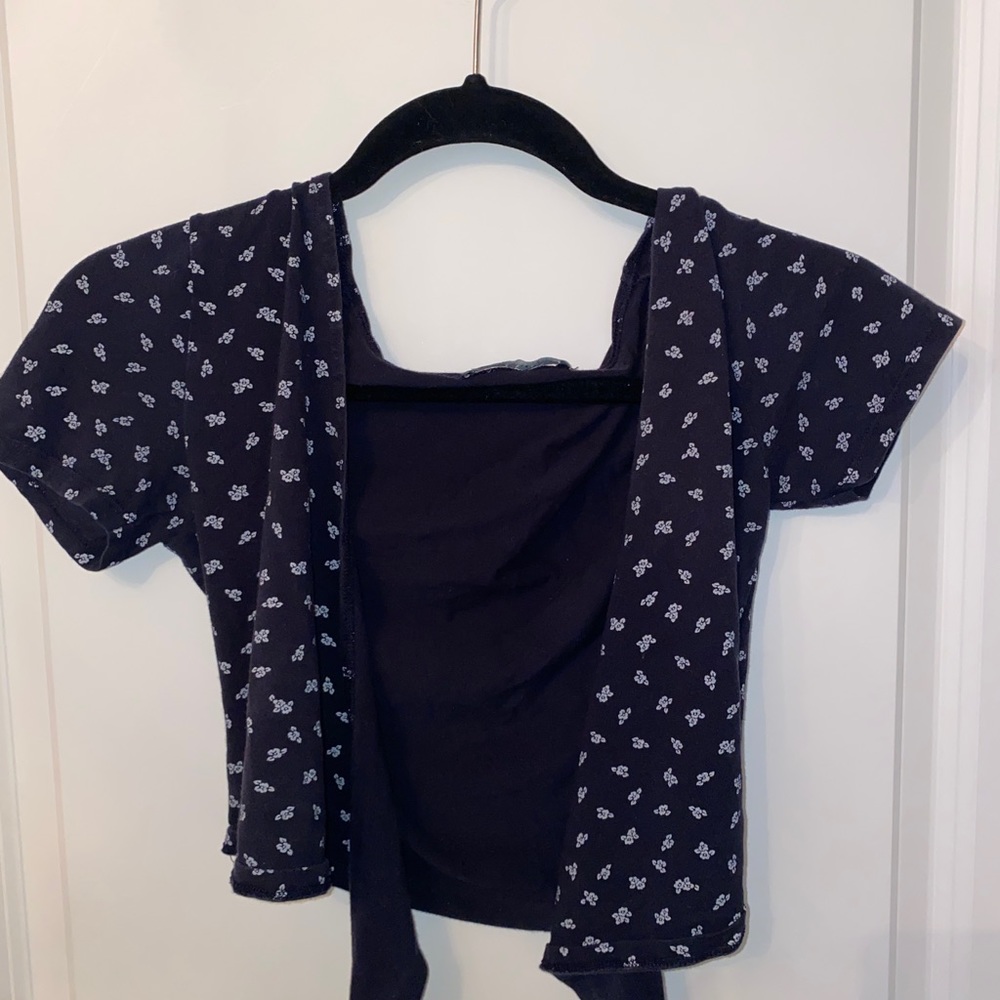 Navy Wrap Top
